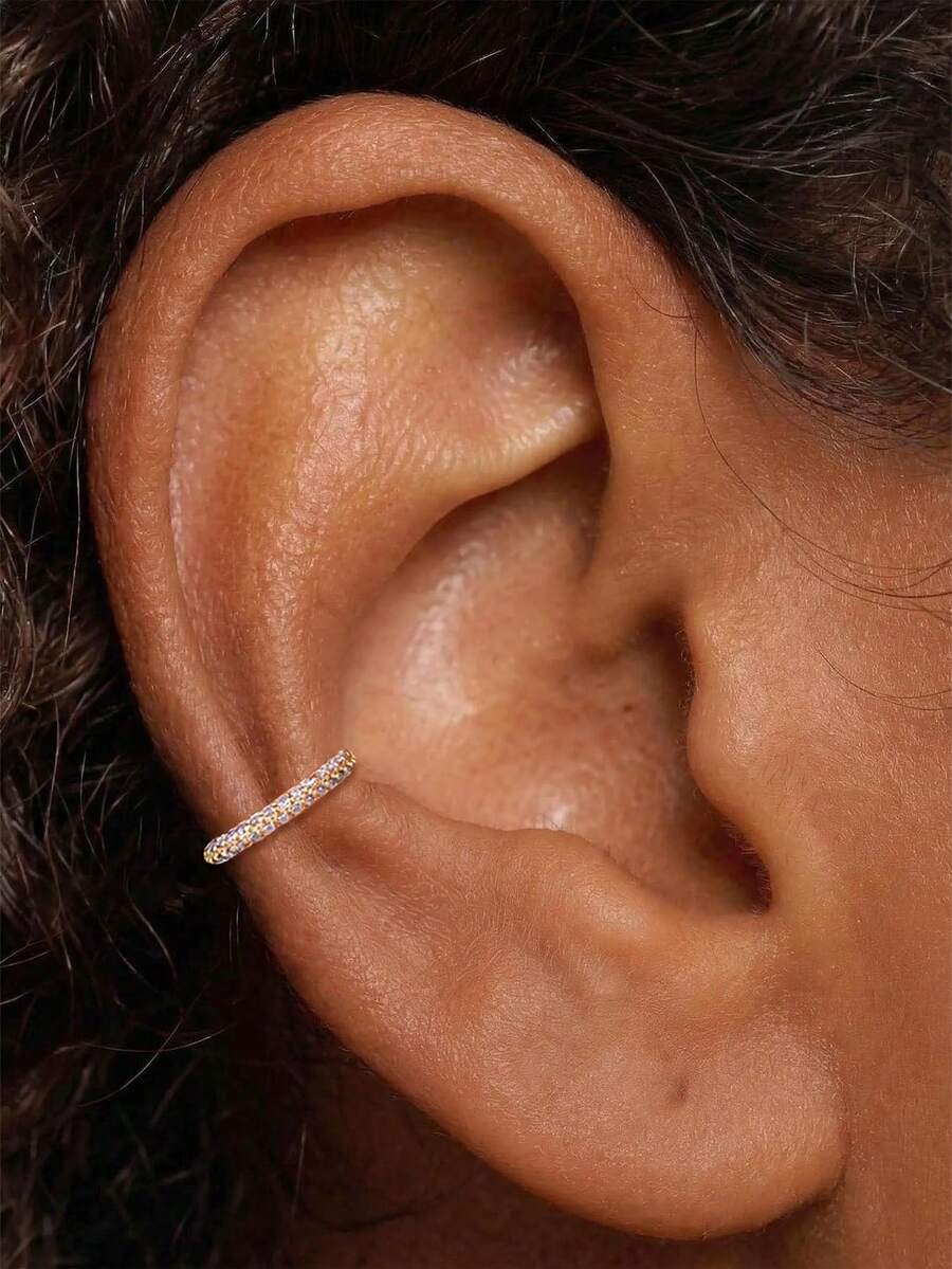 EleRunis 1件925纯银经典钻石铰链耳环鼻环耳骨耳环耳骨穿孔耳环耳夹迷你耳环女士日常佩戴婚礼派对订婚周年纪念情人节 - 金色 - 查看 1