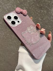 SANRIO Ốp điện thoại KT hình mèo thắt nơ lấp lánh, tương thích với Apple 17 Pro Max/16/15/14/13/12/11, ốp bảo vệ lấp lánh sang trọng. - Nhiều màu - Xem 7