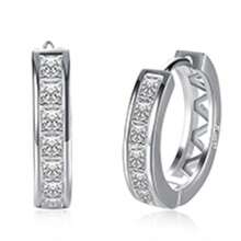Bông tai kẹp tai bằng bạc Sterling 925, dài 1.9cm, đính đá Zirconia AAA, thích hợp cho nữ, dự tiệc, sinh nhật, lễ đính hôn, đám cưới, trang sức thời trang, quà tặng chất lượng cao. - Bạc - Xem 6