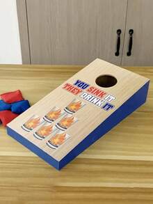 1 Set Random Wood Beanbag Toss Game Board, Outdoor Throwing Cornhole Game, Simple Portable Drinking Prop (6pcs Beanbags) - Multicolor - View 4