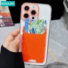 Koolife 1pc Pink Transparent Card Slot Phone Case, Precise Cutouts, Full Protection, Minimalist Soft TPU Material, Suitable For IPhone 11 12 13 14 15 16 17 Pro Max Plus, Cute Minimalist Design, Suitable For Daily Use And Gifts - Pink - View 4