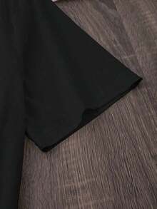 Camiseta casual de mujer con estampado de corazón y cuello redondo, para verano - Negro 2 - Ver 3