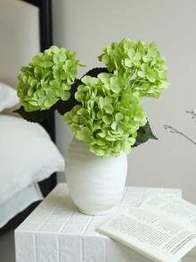 1/2 pièce(s) Plante verte artificielle de 41 cm pour le printemps/été, fleur d'hortensia fausse avec tige attachée, hortensia en soie réaliste pour décoration de bureau, fête, mariage, pièce, maison, table à manger, toutes saisons, options de couleurs multiples - Vert - Voir 2