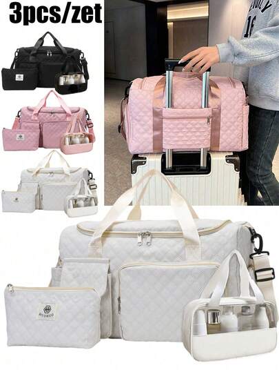 全套旅行包套装 - 手提包、单肩包、斜挎包、健身运动包、过夜周末旅行包、多口袋鞋袋、干湿分离洗漱包、化妆包、护肤品收纳包、学习用品套装，是送给男孩、女孩、妻子、伴侣、学生、姐妹、闺蜜、母亲的热门多功能收纳方案，非常适合居家、宿舍、度假、旅行、购物、日常使用，也是情人节、母亲节、生日、毕业季的最佳礼物。