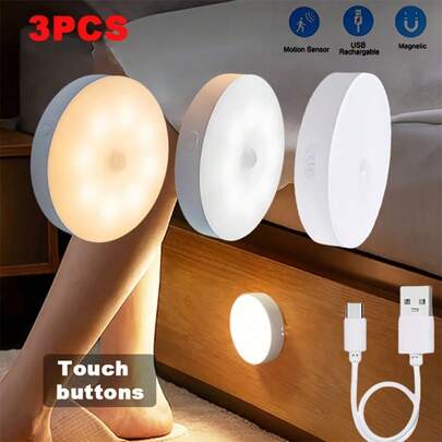 Đèn ngủ cảm biến chuyển động sạc lại được, đèn tròn từ tính, 3 chế độ và có thể điều chỉnh độ sáng, đèn cầu thang cảm biến chuyển động trong nhà cho phòng ngủ, phòng tắm, nhà bếp, hành lang, đèn ngủ thông minh cảm biến sạc lại được, đèn LED không dây kích hoạt bằng chuyển động, đèn ngủ di động, đèn ngủ du lịch