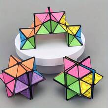Infinity Magic Cube 3D Rotatable Geometric Flip Cube Striped Pattern Spatial Thinking Training Stress Relief Ideal For Thanksgiving Christmas Gift - 彩色 - 查看 6