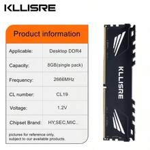 KLLISRE 台式机内存 DDR4 8GB 2666MHz 3200MHz 1.2V CL19 CL22 PC RAM DIMM 无散热片 - 查看 9
