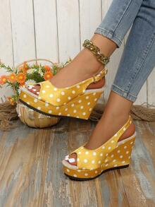 2026 Summer New Women Woven Straw Wedge Sandals, Strap Thick Bottom Roman Shoes, Bohemian Open Toe Platform Heeled Slippers, Beach Holiday Versatile High Heel Slides, Peep-Toe Super High Heels, Available In Size 35-42 - Yellow - View 1