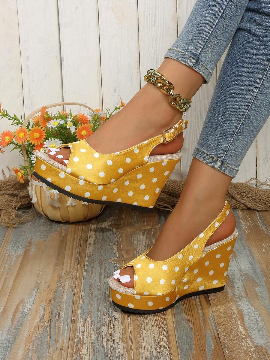 2026 Summer New Women Woven Straw Wedge Sandals, Strap Thick Bottom Roman Shoes, Bohemian Open Toe Platform Heeled Slippers, Beach Holiday Versatile High Heel Slides, Peep-Toe Super High Heels, Available In Size 35-42 - Yellow - View 1