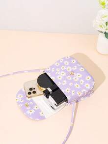 Bolso de concha cruzado de metal decorado con estampado de mariposa miniatura - Flor morada - Ver 8