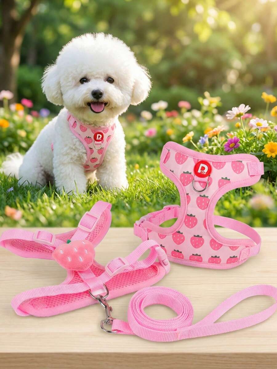 PETSIN Cute Pet Harness And Leash Set For Small Dogs, Anti-Escape Cat Leash, Adjustable Cat Vest, All Seasons Suitable For Outdoor Walking