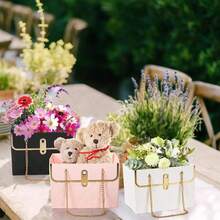 4 Stücke Damen Mehrfarbige Blumen Mini-Handtaschen, faltbar für tägliche Präsentation und dekorative Verwendung - Mehrfarbig - Übersicht 5