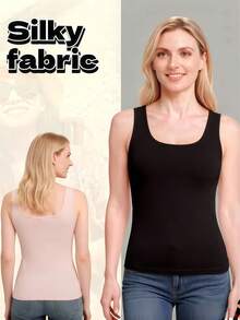 Women 5 Pack Camisole Vests, Soft Stretch Scoop Neck Tank Tops, Polyester Athletic Shirts For Holiday, Sports & Vacation - 彩色 - 查看 4