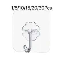 Transparent Strong Adhesive Hooks, No Drilling Required, Non-Damaging Hooks, Strong Adhesiveness, Removable, Transparent, Waterproof, Rust-Proof. Suitable For Hanging Clothes, Hats, Tableware, Shoes, Accessories, Kitchen Utensils, Bags, Etc. Applicable For Kitchen, Bathroom, Living Room, Bedroom Walls. Multi-Functional Hanging Hooks Storage Rack, Suitable For Home, Walls, Doors, Cabinets, Etc. Summer - Multicolor - View 7