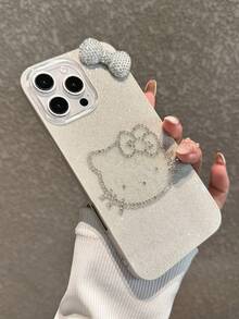 SANRIO Ốp điện thoại KT hình mèo thắt nơ lấp lánh, tương thích với Apple 17 Pro Max/16/15/14/13/12/11, ốp bảo vệ lấp lánh sang trọng. - Nhiều màu - Xem 5