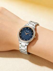 Seiko 精工女款石英水晶面休閒腕錶，鑲嵌水鑽，50米防水，時尚風格 AH7W20X1/AH7W27X1/AH7W29X1/AH7W31X1 - 藍色 - 查看 4