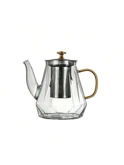 1pc Glass Teapot, Heat Resistant Household Kung Fu Tea Pot, Flower Tea Filter Single Pot, Tea Set