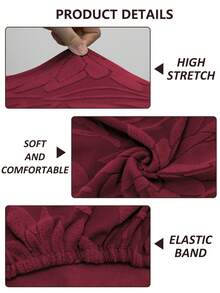 1 pieza Funda de cojín de asiento de sofá de unicolor, alta elasticidad, extraíble y lavable, adecuada para sala de estar, funda de asiento y respaldo de sofá de poliéster - Burdeos - Ver 6