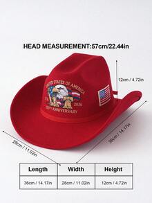 Mũ cao bồi bằng polyester thêu hình quốc kỳ và đại bàng, kiểu dáng unisex, phù hợp cho Ngày Độc lập và mọi mùa. - A - Xem 4