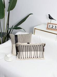 1 chiếc vỏ gối dệt kiểu Bohemian có tua rua, vỏ gối trang trí phong cách Bắc Âu tối giản hiện đại có tua rua, vỏ gối mềm mại cho ghế sofa, phòng khách, phòng ngủ, phong cách Shibui, phù hợp cho mọi mùa, không bao gồm ruột gối, kích thước 30*50cm 45*45cm - Xám - Xem 9
