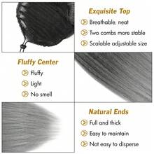 Stunning 20 Inch Silver Gray Yaki Straight Ponytail Extension - T1B/Gray Ombre Black To Gray, Kinky Straight Drawstring Hairpiece For Women - T1B/Gray - 查看 5