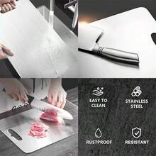 3pcs/1pc High Quality Stainless Steel Double-Sided Cutting Board - Thickened Design, Anti-Mold, Suitable For Kitchen And Dining, Easy To Clean With Water - Multicolor - View 6