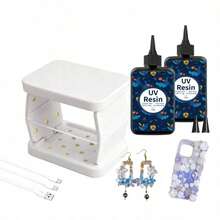 Nhựa UV có đèn UV - Bộ nhựa UV trong suốt dạng cứng được nâng cấp, bộ nhựa kèm đèn UV 38W dùng để làm đồ trang sức thủ công 100g/200g/300g - Trong sáng - Xem 8