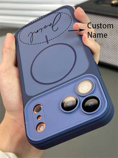 [Tùy chỉnh] Ốp lưng điện thoại nam châm màu trơn thời trang tối giản khắc tên cá nhân cho iPhone 17 Pro Max 17 16 15 14 Pro Max 14 15 16 Plus, chống rơi vỡ.