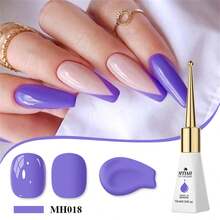 Mtssii 1pc 10ml Fluorescent Neon Color Gel Nail Polish, HEMA TPO FREE Semi Permanent Soak Off UV Gel Varnish For Summer Nails, Long Lasting, Lead-Free DIY Nail Art Design All For Decoration, Manicure Painting Gel For Salon And Home Nail Supplies - 紫色 - 查看 2