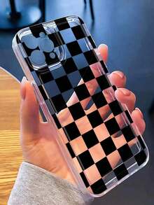 Funda de teléfono de moda con patrón de tablero de ajedrez negro y blanco de TPU, funda de teléfono con protección de 360 grados y protección de lente, funda de teléfono mate de TPU con acabado mate compatible con iPhone y Galaxy 16 16 Pro Max 16 Pro 16 Plus, funda de teléfono 17 Pro Max, regalo de cumpleaños de primavera - Estilo 6 (1 pieza) - Ver 3