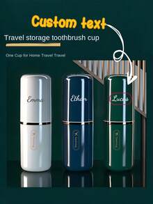 Vaso de viaje portátil personalizado para artículos de tocador, caja de almacenamiento para cepillo de dientes y pasta de dientes, juego de vaso para cepillo de dientes, juego de artículos de tocador de viaje personalizado, vaso de almacenamiento 3 en 1 esencial de viaje portátil para cuidado dental en el hogar - Multicolor - Ver 2