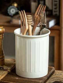 Practical Retro Ceramic Chopstick Holder, Unique Home Use Embossed Lotus Design With Drainage Holes Chopstick Storage Tube - Multicolor - View 13