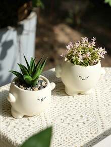 1 Peça Vaso de Plantas Suculentas Fofo e Cartoon, Vasos de Flores para Plantas Internas - Perfeito para Decoração Doméstica, Escrivaninha de Escritório e Presente. Adicione esses vasos de plantas adoráveis ao seu espaço, para amantes de suculentas e entusiastas de decoração doméstica (Sem furos na parte inferior; faça os seus próprios se necessário.) - Multicolorido - Visão 7