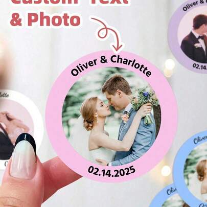 Nhãn dán/hình ảnh cá nhân hóa, nhãn dán đám cưới, nhãn dán tiệc đính hôn, nhãn dán kỷ niệm tùy chỉnh, phù hợp cho đám cưới, ngày lễ, nhà cửa, văn phòng, quà tặng cặp đôi, phụ kiện cưới tùy chỉnh, nhãn dán cá nhân hóa tối giản dễ thương, đầy màu sắc, phù hợp cho nam/nữ, cặp đôi, chồng, vợ, gia đình, bạn bè, thích hợp cho tiệc đính hôn, đám cưới, kỷ niệm.