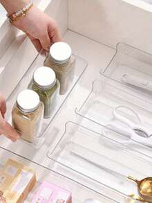 6pcs Plastic Drawer Organizer Set, Non Slip Drawer Storage Tray Large Size Divider, Multi-Functional Storage, Suitable For Domestic Scenes.Drawer/Desktop Cosmetics Storage Box, Transparent Dresser Storage Box, Anti-Drop Multi-Compartment Jewelry And Small Objects Storage, Exquisite Storage Box - 6 Items (3S+3M) - View 8