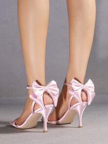 Giày sandal cao gót mũi vuông màu hồng dành cho nữ, kiểu dáng thanh lịch, sang trọng, cao cấp, đa năng, thích hợp cho các bữa tiệc. - Hồng - Xem 5