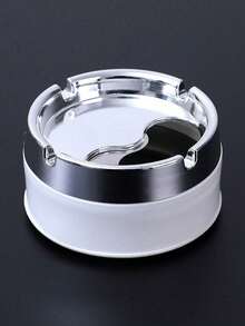 Gạt tàn xoay kín có nắp đậy, chất liệu thép không gỉ, dày dặn, chống gió và chống vỡ, gạt tàn sáng tạo cho phòng khách và cạnh giường ngủ. - Trắng - Xem 2