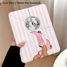 1 Stück Acryl Kristall Tablet Schutzhülle mit Ständer, farbiges gestreiftes Muster, kompatibel mit Honor, Apple und anderen beliebten Tablet-Modellen, faltbar, Anti-Biegung, Silikon verstärkte Ecken, Auto Wake/Sleep Funktion, integrierter Stifthalter, mehrwinkelverstellbarer Ständer - perfekter täglicher Schutz, ideales Geschenk - Verschiedenfarbig - Übersicht 3