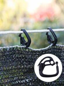 100 piezas de ganchos reutilizables negros de plástico para red de sombra para camping y refugio solar al aire libre - Negro - Ver 5