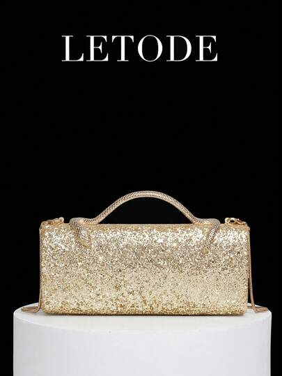 新款个性化迷你蛇形手提包，闪亮亮片PU材质，适合派对、浪漫婚礼、春夏链条单肩包、新娘包、正式舞会手拿包、优雅晚礼服包，完美搭配节日派对礼服、晚礼服和亮片连衣裙