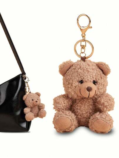 1pc Cute Plush Teddy Bear Keychain, Adorable Accessory, Car Key Chain, Lovely Auto Decor, Couple Plush Keyring, Cute Small Item, Suitable For Car Keys, Phones, Cameras, Wallets, ID Cards, Badge Cards, Wristband Keychains, Hangers, Pendants, Phone Straps, Auto Hanging Decor, Key Chains, Bag Charms, Can Be Gifted To Boyfriends, Girlfriends, Family, Party Favors, Birthday Gifts, Friends, Style: Campus Goth Y2K Gifts For Mother, Father, Graduation, And Teacher