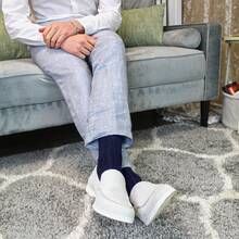 Sock Snob Sock Snob - 6 Pairs Multipack Mens Ribbed Dress Socks | Breathable Crew Cotton Socks - Navy - View 4