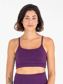 High-Support Polyamide Fitness Top With Double Lining. - Purple - View 2