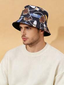 1顶男女通用时尚蘑菇印花双面渔夫帽，Y2K街头风 - A - 查看 9