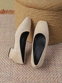 Handmade Low Heel Shoes, Soft Suede Slip-On Shoes, Comfortable All-Season Loafers For Women - Apricot - View 3