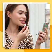 1pc Diamond Painting Kit Mini Mirror, Mandala Flower Pattern, PU Leather Material With Round Asymmetric Crystal Gems Decor, Foldable Compact Makeup Mirror - Convenient For Carrying, Space-Saving, Essential For Daily Makeup Touch-Ups - View 18