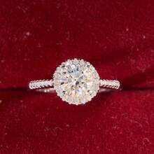 1 pieza Anillo de Moissanite redondo de 1 quilate de plata S925, anillo de compromiso/boda, accesorio de moda diario con caja de regalo - 1CT por pieza - Ver 6