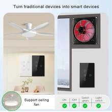 WiFi Ceiling Fan Light Combo - 2-In-1 Smart Control, Compatible With Alexa/Smart Life/Tuya, APP Remote Dimming & Speed Adjustment 1%-100%, Timer & Schedule, Tempered Glass Panel, LED Backlight, Neutral Wire Required, 600W Light + 150W Fan - Multicolor - View 2