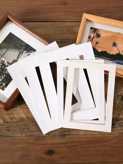 10pcs White Cardboard Photo Frames With White Borders, Suitable For Photo Wall Display, Rectangular White Line Cardboard Frames, Art Display Frames, Sizes: 6 Inch, 7 Inch, 8 Inch