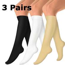3 pares de calcetines de compresión para mujer, con gradiente de presión, invisibles, antideslizantes y transpirables, adecuados para correr, senderismo, viajes, fitness, vuelos y otras ocasiones, cómodos y cálidos - Multicolor - Ver 9